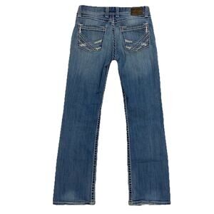 BKE Harper Jeans Women’s 29x29 Bootcut Medium Wash Distressed Denim Frayed Hem